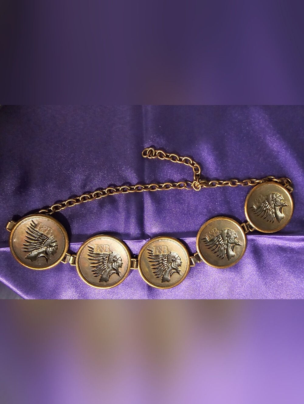 L&B Western Chief Medallion Necklace Hat Band Bronze Cowgirl - Picture 7 of 9